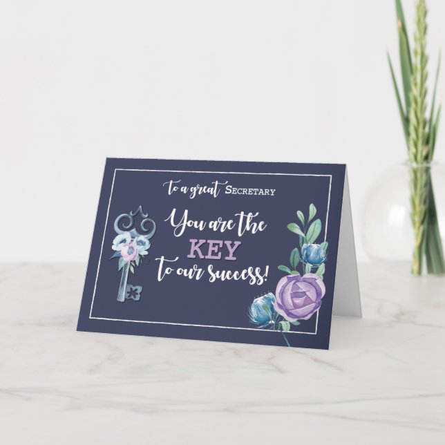 Cartão Secretário Admin Pro Day Chave para o sucesso (Frente)