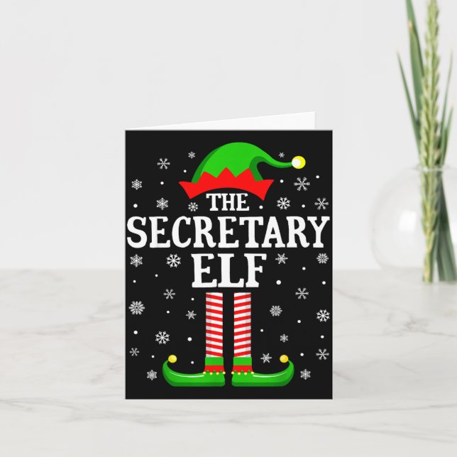 Cartão Secretary Elf Funny Christmas Family Matching  (Frente)