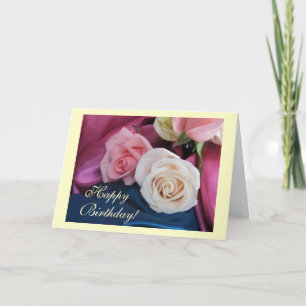 Cartão Seda e rosas de aniversário