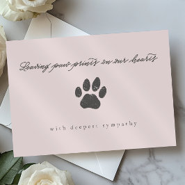 Cartão Seda Rosa Poeira Cinza Rústico Impressão de Pata P