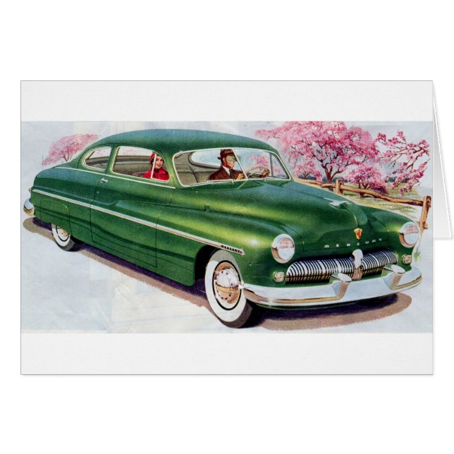 Cartão Sedan Mercury 1949 verde (Frente Horizontal)
