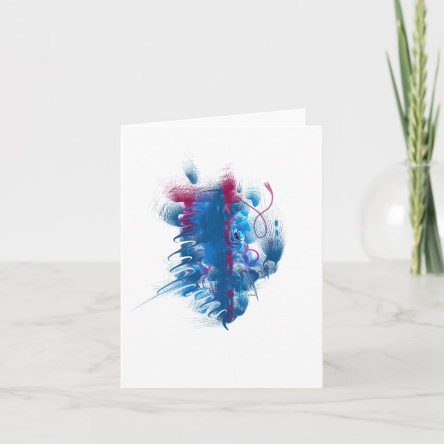 Cartão "Seedpod" blue and magenta art notecard (Frente)