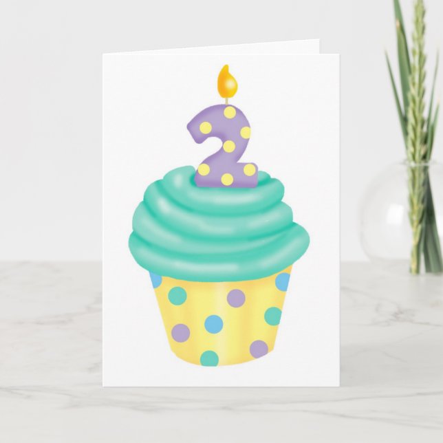 Cartão Segundo aniversário do bebê - cupcake (Frente)