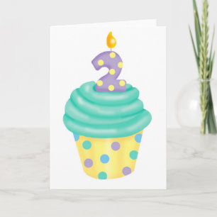 Cartão Segundo aniversário do bebê - cupcake