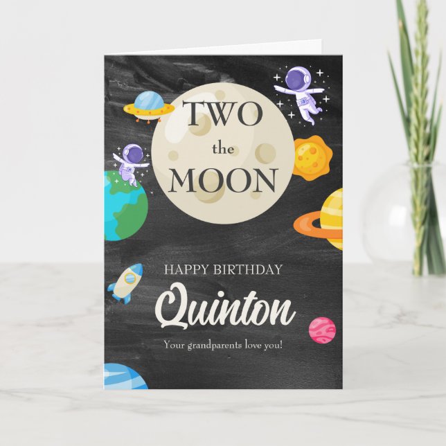 Cartão Segundo aniversário espacial externo do astronauta (Frente)