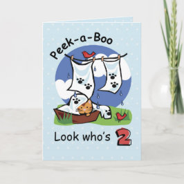 Cartão Segundo aniversário, Kitten de Peek-a-Boo