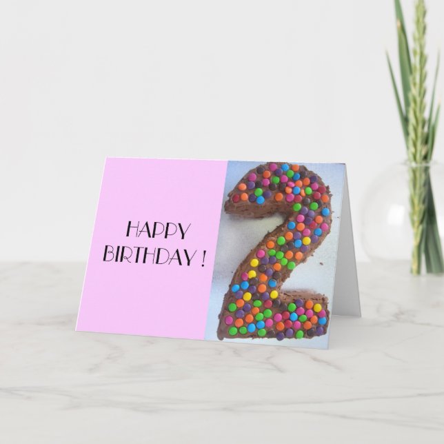 Cartão segundo aniversário rosa (Frente)