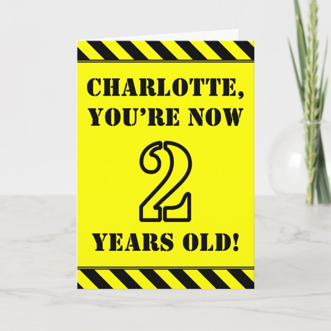 Cartão segundo aniversário: Texto do Estilo de Estêncil D (Frente)