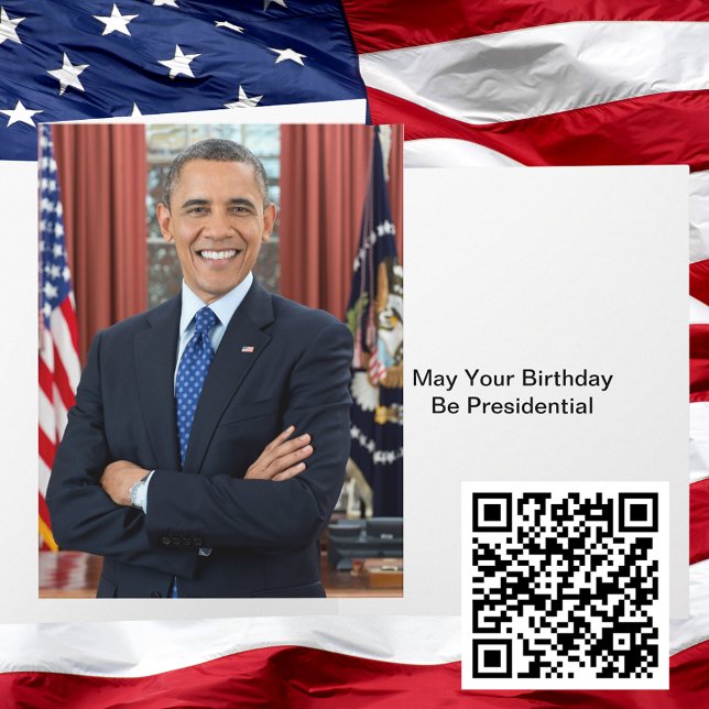 Cartão Segundo do presidente Barack Obama Retrato Anivers (President Barack Obama 2nd Term Portrait Birthday Card)