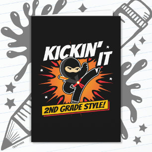 Cartão segundo Grau Ninja Chute Primeiro Dia De Volta À E