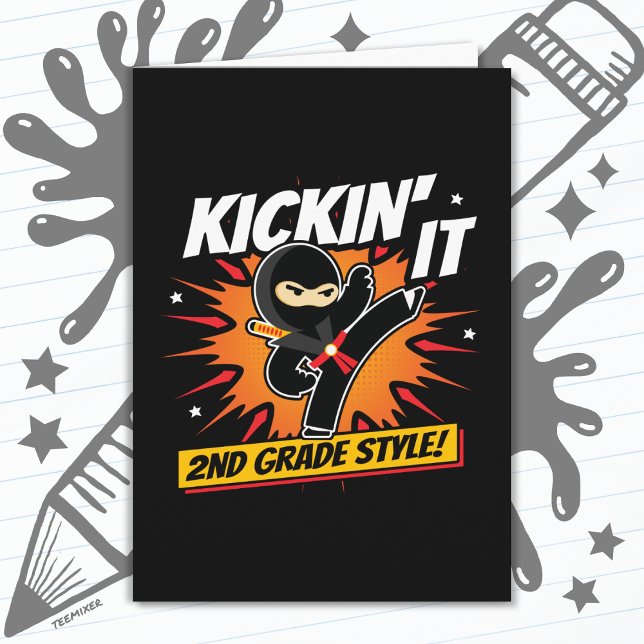 Cartão segundo Grau Ninja Chute Primeiro Dia De Volta À E (Criador carregado)