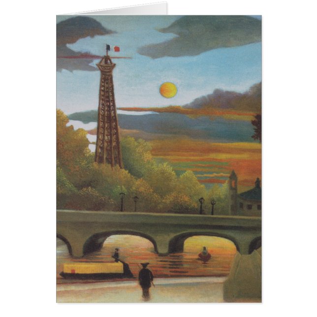 Cartão Seine e Eiffel Tower no Sunset por Henri Rousseau (Frente)