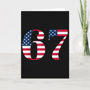 Cartão Seis Sete 67 Meme Divertido Bandeira Americana Hal