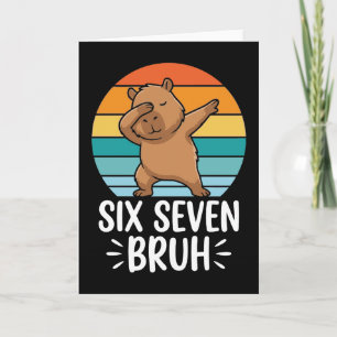Cartão Seis Sete Bruh 67 Capivara Engraçado Vintage Meme
