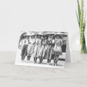 Cartão Seis vaqueiras nos Dias de Cheyenne Frontier.