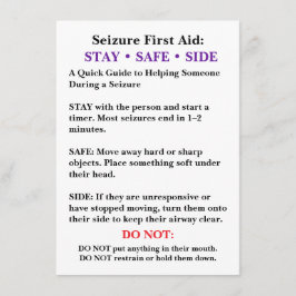 Cartão Seizure First Aid Card 