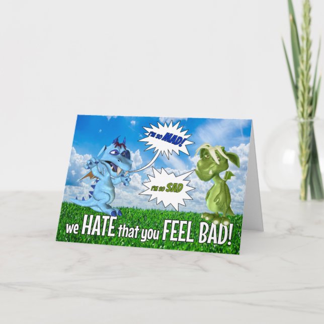 Cartão Seja bom para crianças loucas e tristes dragões (Frente)