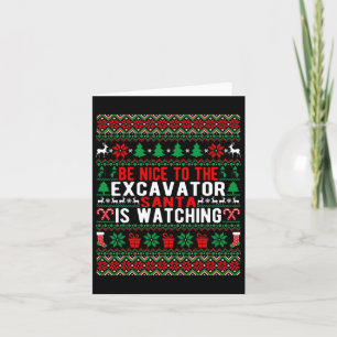Cartão Seja Bom Para O Santa Da Escavadeira Está Observan