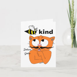 Cartão Seja gentil Cartoon Mustache Dentro de Vazio de ga