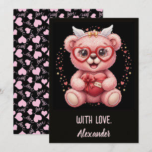 Cartão Seja Minha! Ursinho Teddy Rosa Fofo Namorado