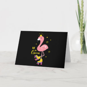 Cartão Seja Uma Flamingo Rosa Rainha Skate Patins Mulhere
