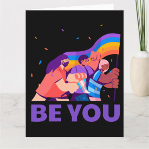 Cartão Seja você. LGBT+Orgulho. Sinalizador arco-íris