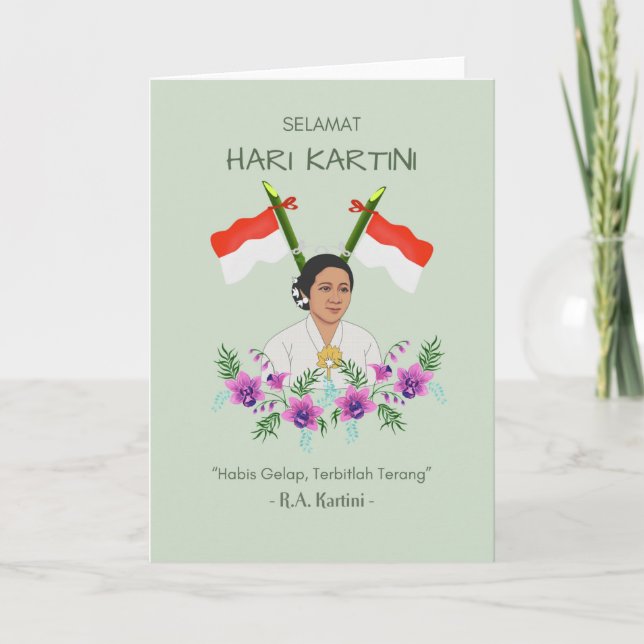 Cartão Selamat Hari Kartini Happy Kartini Day Indonésio (Frente)