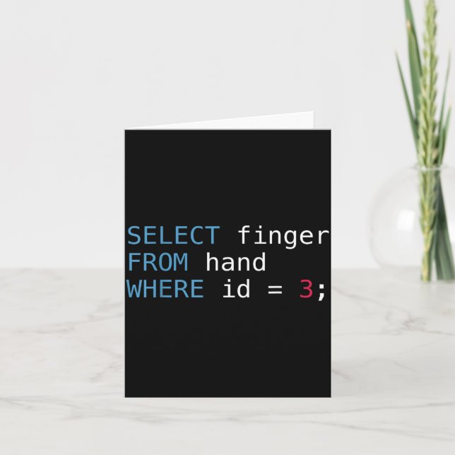 Cartão Select Finger From Hand Where Id = 3 Programmer Sq (Frente)