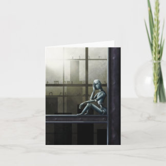Cartão self aware robot scifi note card