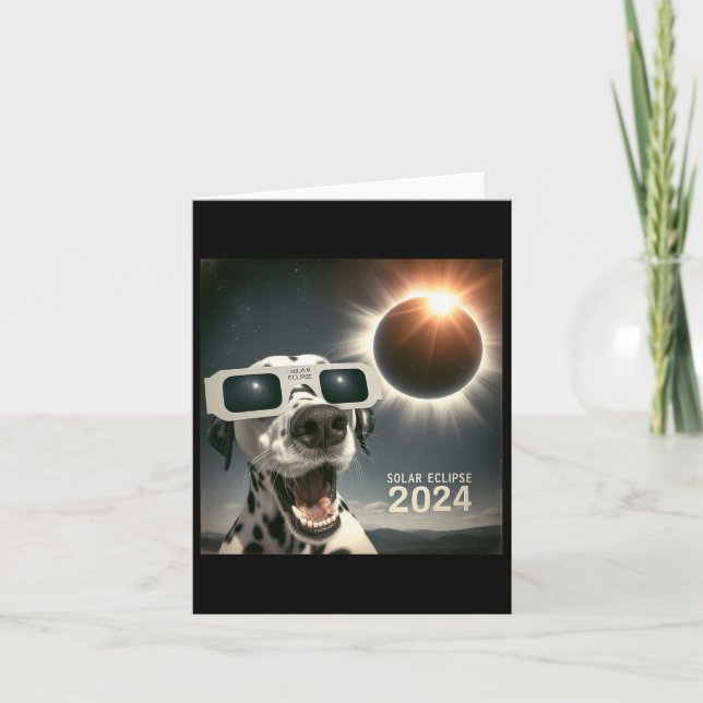 Cartão Selfie Dalmaciano Mens Cão Eclipse Solar (Frente)