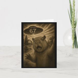Cartão Selfie de Capivara 67 Meme Seis Sete Ufo Engraçado