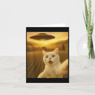 Cartão Selfie De Gato Com Alienígena Ufo Gatos Engraçados