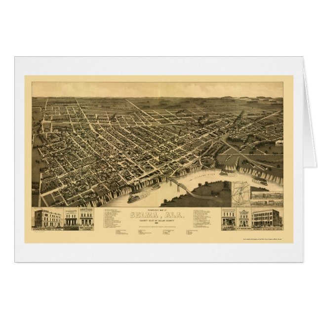 Cartão Selma, mapa panorâmico do AL - 1887 (Frente Horizontal)