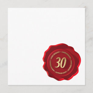 Cartão selo de cera vermelho de 30º aniversário