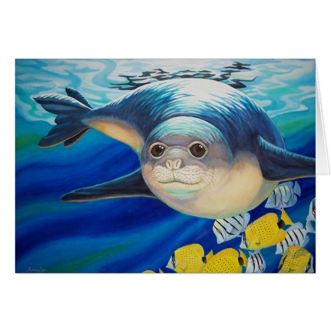 Cartão Selo havaiano da monge (Frente Horizontal)