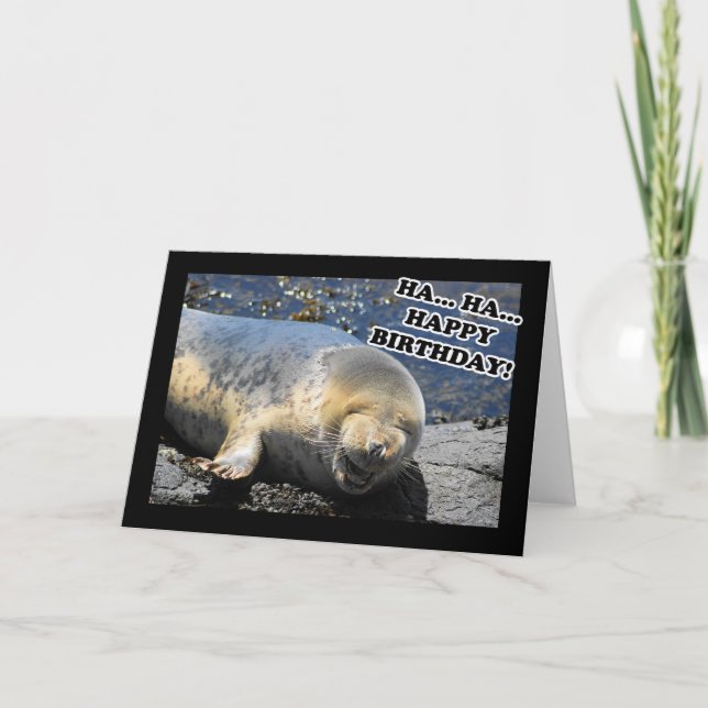 Cartão Selo Rindo Ha Ha Feliz Aniversário (Frente)