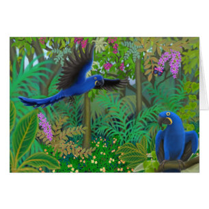 Cartão Selva do Macaw do jacinto