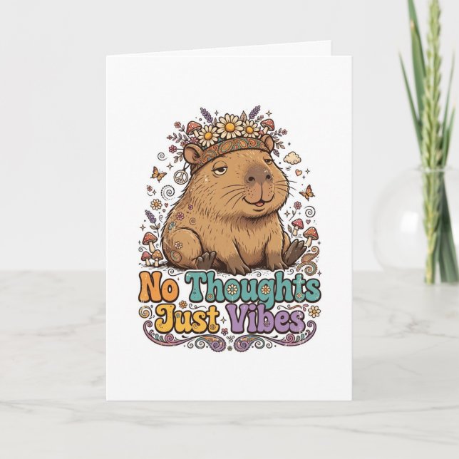 Cartão Sem pensamentos apenas vibes capivara  (Frente)