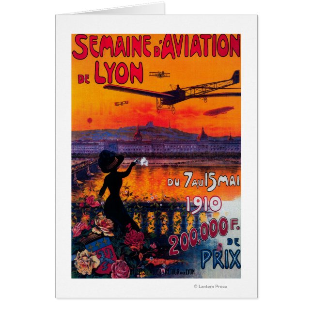 Cartão Semaine d' Aviation De Lyon Poster vintage (Frente)