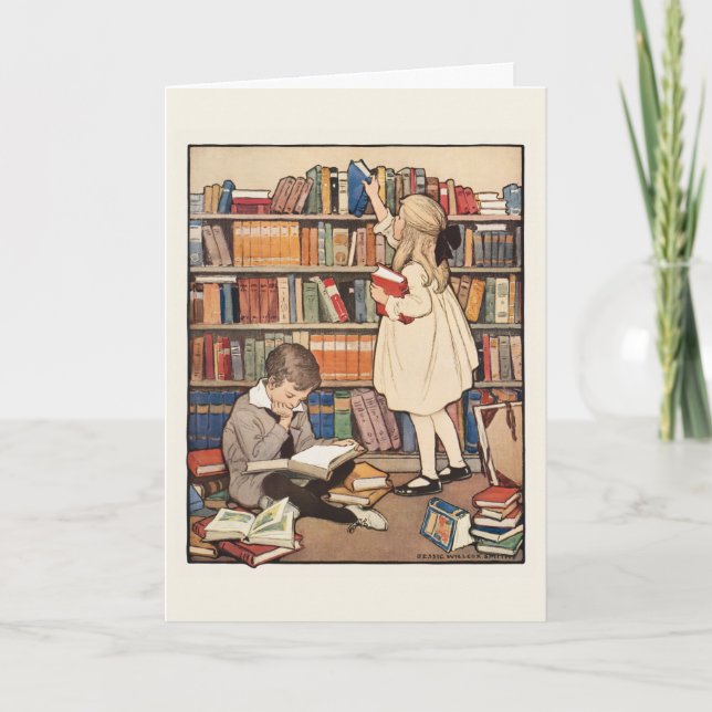 Cartão Semana do Livro Infantil por Jessie Willcox Smith (Frente)