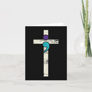 Cartão Semicolon Cross Mental Health Awarume Figurume Wa
