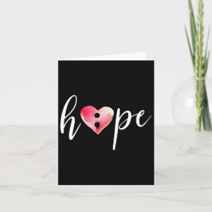 Cartão Semicolon Hope Heart Watercolor - Awarenes suicida