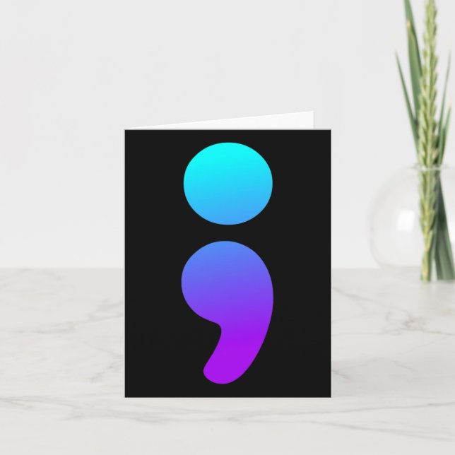 Cartão Semicolon Suicida Sensibilização Semi Suicídio (Frente)