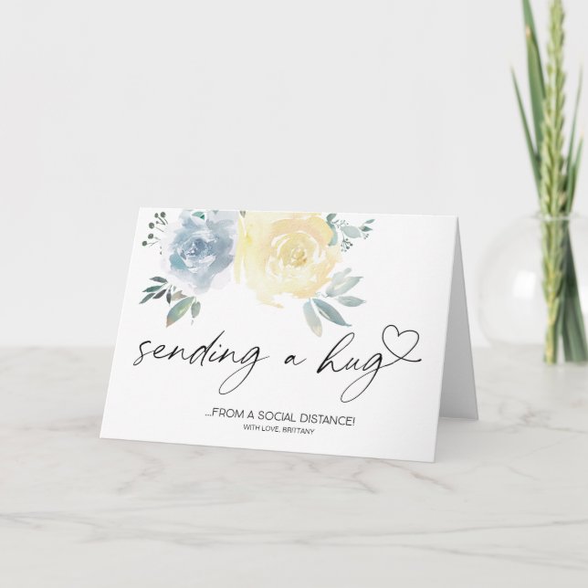 Cartão Sending Hugs Quarantine Miss You Socially Distant (Frente)