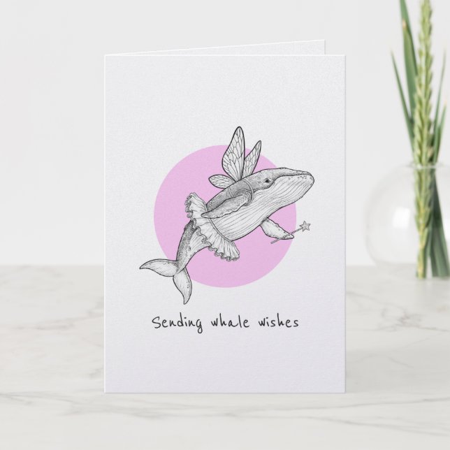 Cartão Sending whale wishes well wishes punny card (Frente)