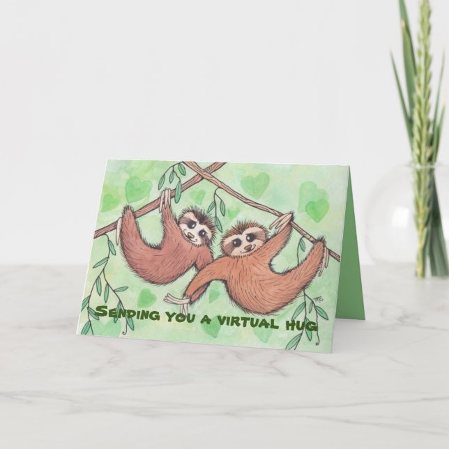 Cartão Sending You a Virtual Hug Sloth Card (Frente)