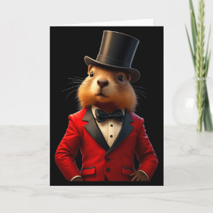 Cartão Senhor Chapéu Feliz Dia do Groundhog 2025 Groundho