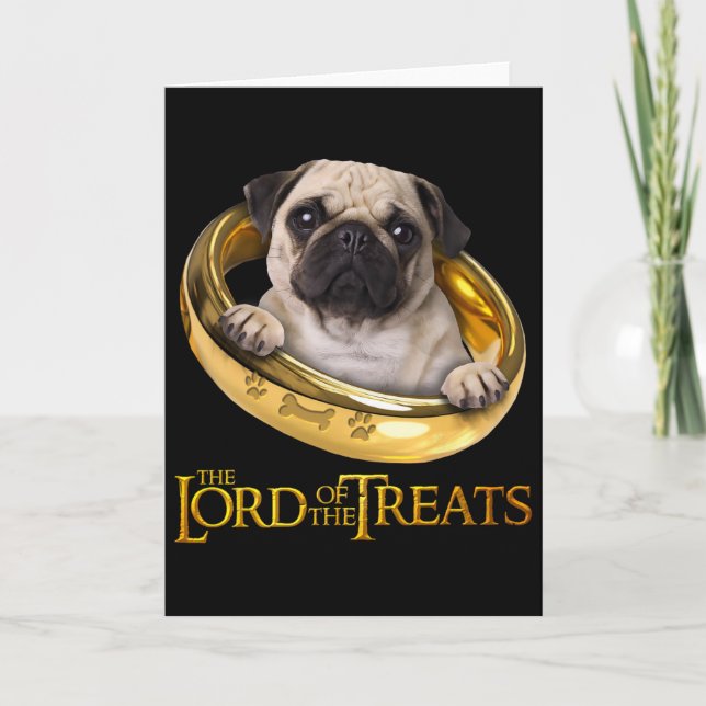 Cartão Senhor Dos Petiscos - Pug Engraçado e Fofo Para  (Frente)