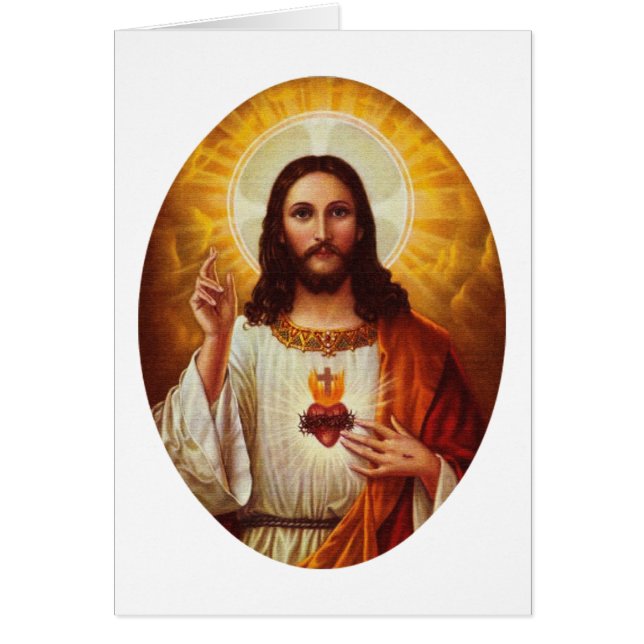 Cartão Senhor Jesus Cristo e o coração sagrado (Frente)
