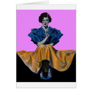 Cartão Senhora bonito de 1934 desfrutando de um Chesterfi